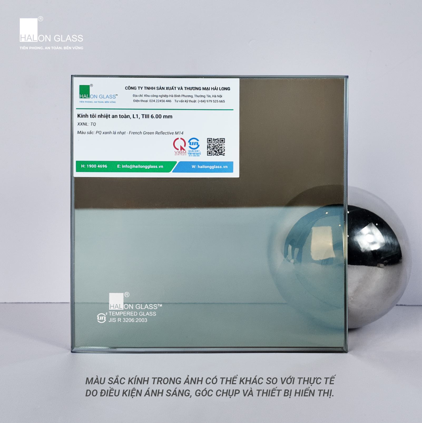 Kính PQ xanh lá nhạt - French Green Reflective M14.